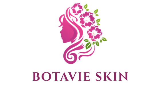 Logo of Botavie Skin with a stylized woman's face and flowers on a white background